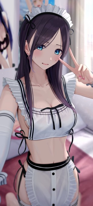 若隐若现的女仆装女孩2k手机壁纸