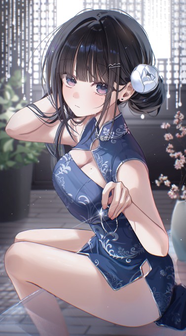 开胸短旗袍女孩4k手机壁纸