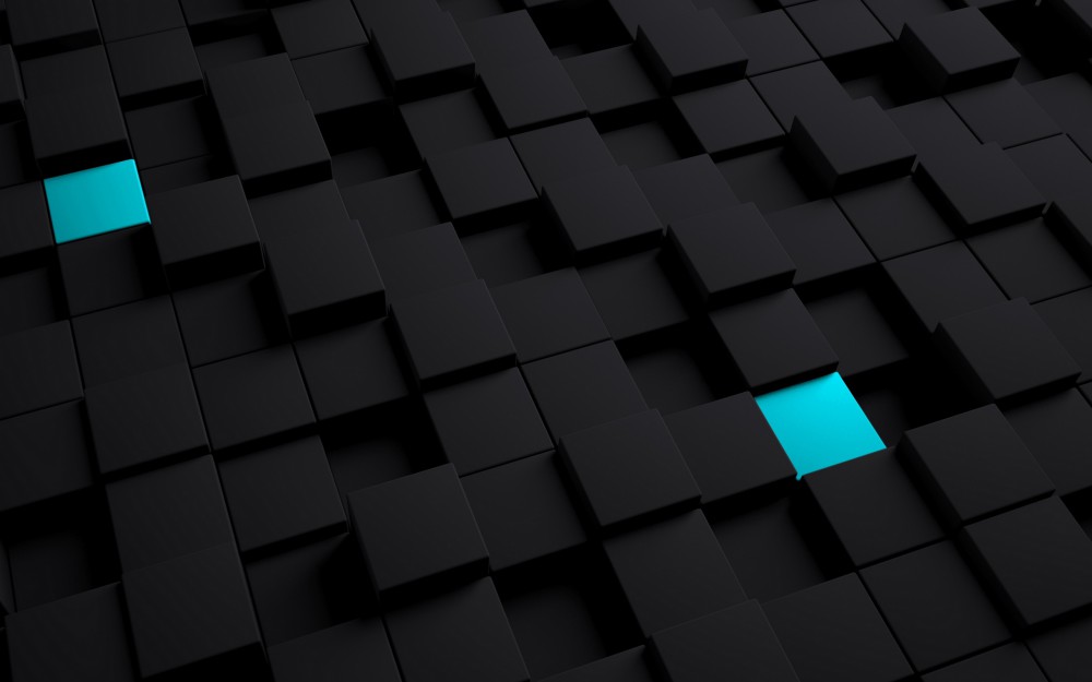 黑色蓝色立方体结构高清电脑壁纸