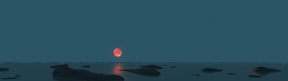 月亮夜晚大海风景4k电脑壁纸