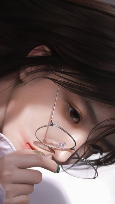 带眼镜眼镜的女生面部好看的人物插画绘画4k高清动漫壁纸