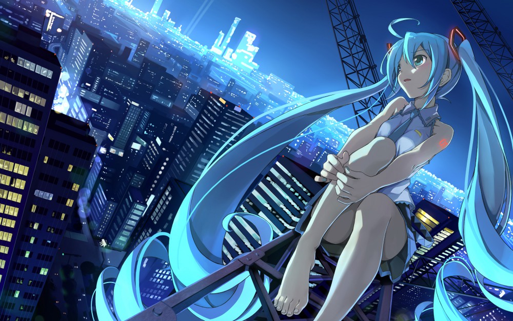 初音未来vocaloid城市景观高清动漫桌面壁纸
