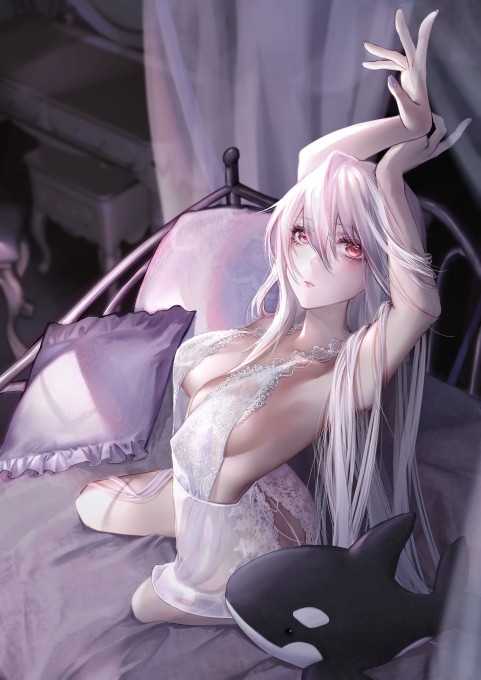 《明日方舟》斯卡蒂睡衣没穿内衣2k手机壁纸