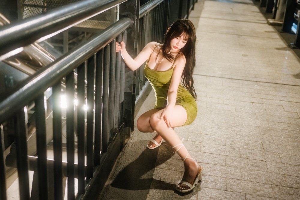 Tina很妖孽呀绿色连衣裙