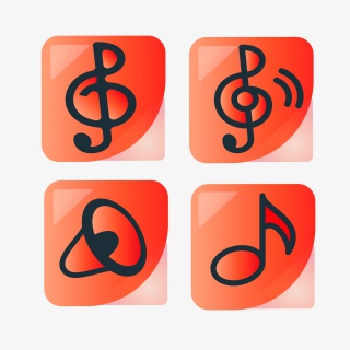 红色音乐图标合集