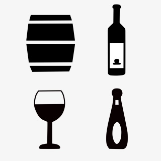 葡萄酒白酒黑白简约图标元素