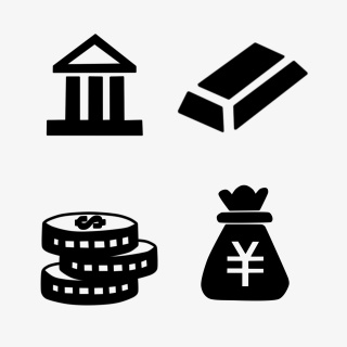 金融钱币简约黑白图标