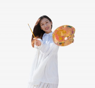 文艺清新美女油画写