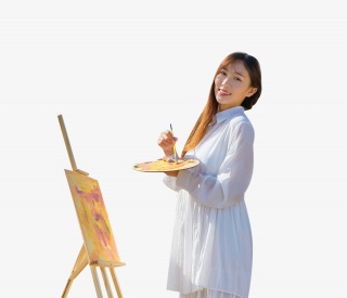 文艺清新美女油画写生