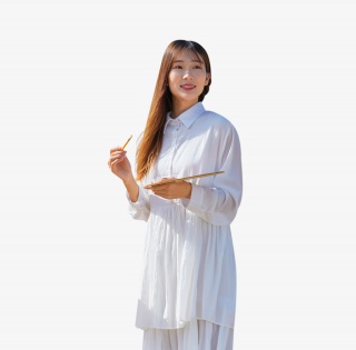 文艺清新美女油画写生