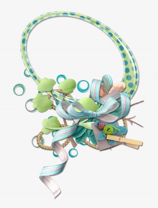 蓝色蝴蝶结彩带缠绕边框