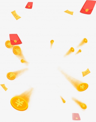 飞舞的红包硬币手绘矢量