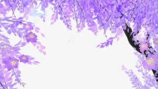 紫色花朵手绘边框