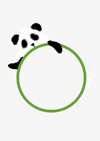 呆萌国宝熊猫可爱趣味绿色边框