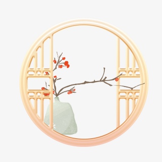 金色新年门窗门框边框装饰背景花瓶插花