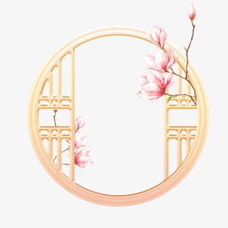 金色新年门窗门框边框装饰背景树枝玉兰花