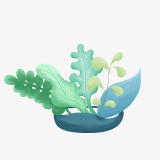 手绘噪点绿叶元素插画植物叶子