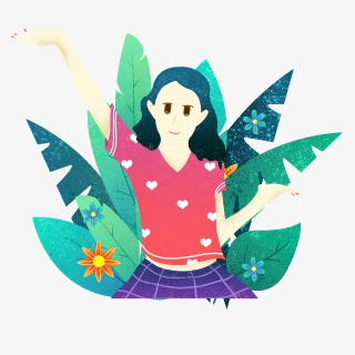 草丛中跳舞的女生