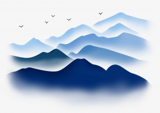 中国水墨渐变大山