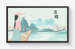 春雨清明坐船去对面扫墓小清新