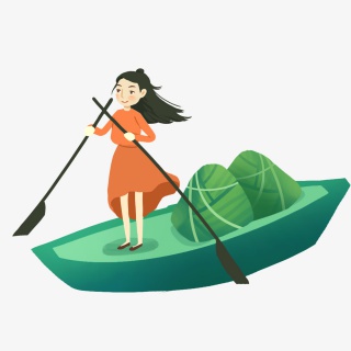 端午粽子女孩划船元素设计