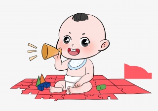 六一儿童节坐在拼图上的婴儿宝宝