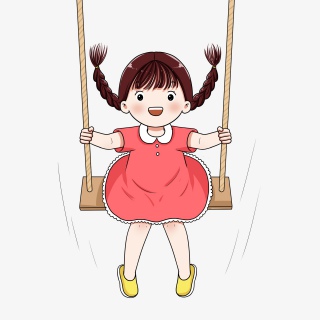 六一儿童节荡秋千的小女孩