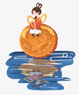 中秋节趣味海上生明月水面的嫦娥