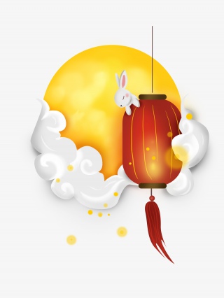 中秋节灯笼和月亮