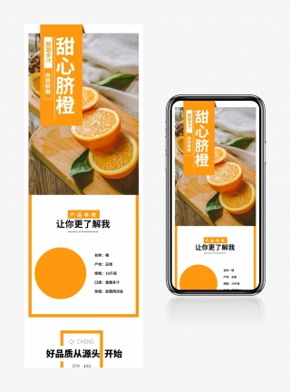 电商简约橙子有机脐橙新鲜水果详情页描述页通用