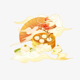 春节蒸笼包子手绘插图海报背景装饰图案
