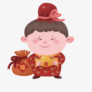 新年吉祥物纯手绘新年快乐插画春节