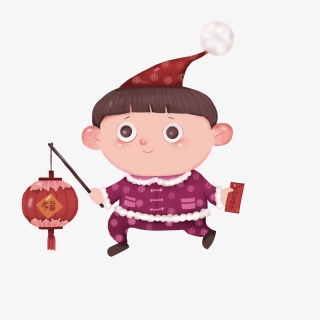 新年灯笼小女孩手绘插画灯笼春节