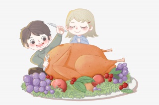 感恩节吃火鸡的情侣