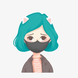 卡通戴着口罩的女孩素材