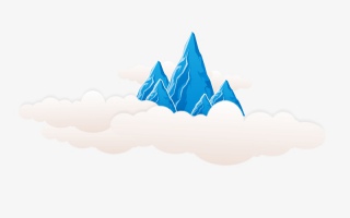 卡通手绘云雾缭绕的高山