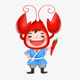 可爱卡通龙虾宝宝手拿辣椒