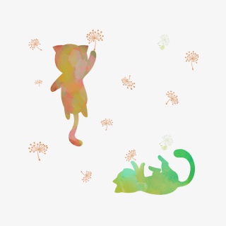 灰色软萌可爱猫咪卡通手绘花朵粉嫩宠物猫