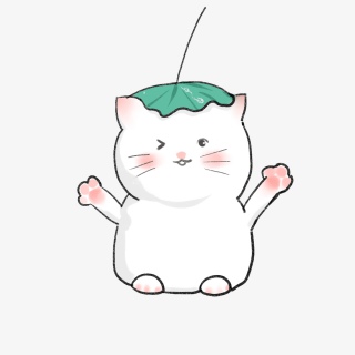 卡通手绘风带荷叶可爱猫咪
