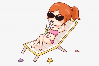 穿着泳衣晒太阳的女孩