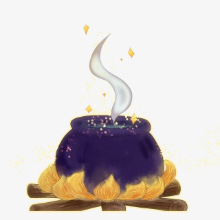手绘万圣节魔法锅元素