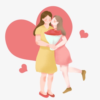妇女节手绘插画母爱温馨元素