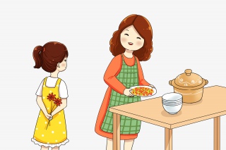 女孩给妈妈送花