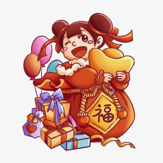 新年卡通元素牛年元宝福包招财进宝