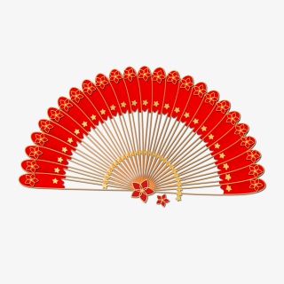 2021红色新年国潮装饰扇子素材