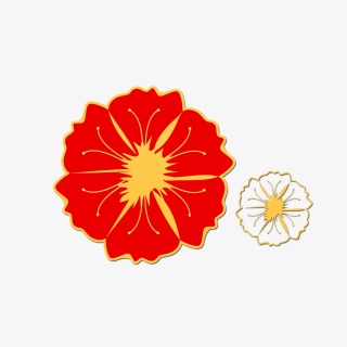 2021牛年新年红色国潮花朵素材