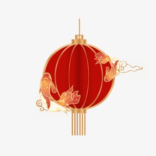 春节新年年年有鱼国潮元素灯笼装饰背景金边锦鲤祥云