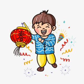 新年打灯笼小童喜庆春节