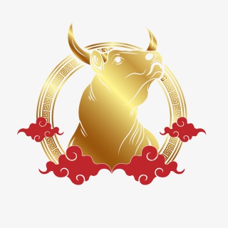创意中国风矢量春节金色牛年祥云素材