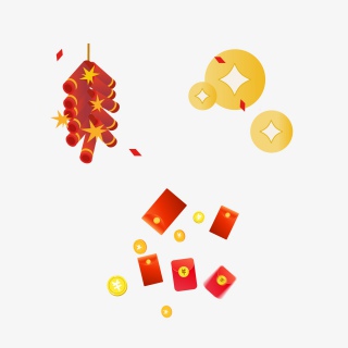 新年灯笼炮竹放鞭炮红包新春元素